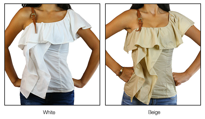 Belt Strap Ruffle Top